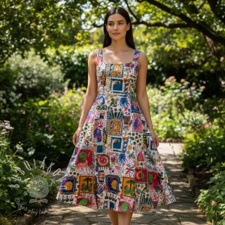 Bavlnená látka SATIN Summer patchwork digital print