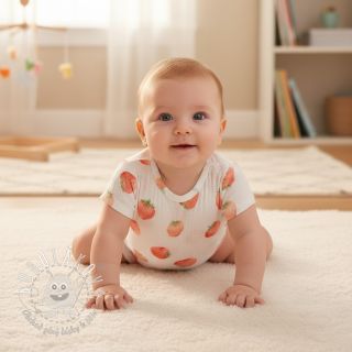 Dvojitá gázovina/mušelín Strawberries digital print