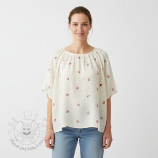 Dvojitá gázovina/mušelín EMBROIDERY Fruit natural peach