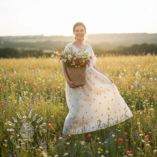 Dvojitá gázovina/mušelín EMBROIDERY Fruit natural yellow