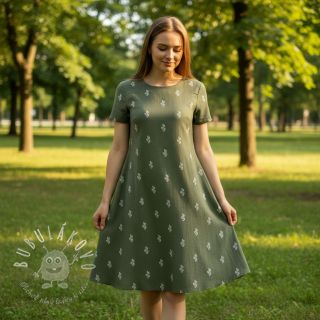 Dvojitá gázovina/mušelín EMBROIDERY Cactus green