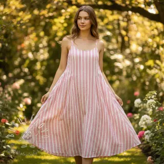 Dvojitá gázovina/mušelín YARN DYED Stripe in stripe pink