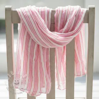 Dvojitá gázovina/mušelín YARN DYED Stripe in stripe pink
