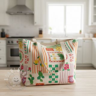 Dekoračná látka Linenlook Pura Vida Patch digital print