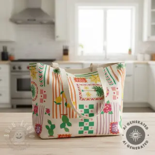 Dekoračná látka Linenlook Pura Vida Patch digital print
