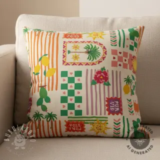 Dekoračná látka Linenlook Pura Vida Patch digital print