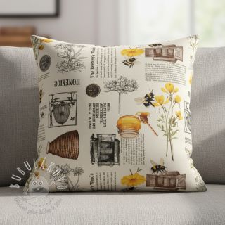 Dekoračná látka Linenlook Bee Honey Recipe digital print