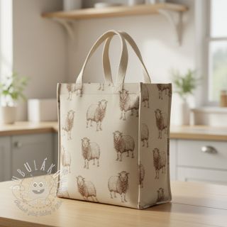 Dekoračná látka Linenlook Pen Drawing Sheep digital print