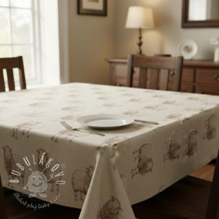 Dekoračná látka Linenlook Pen Drawing Sheep digital print