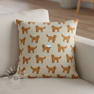 Dekoračná látka Linenlook Labradoodle Dog Love digital print