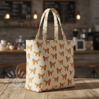 Dekoračná látka Linenlook Labradoodle Dog Love digital print