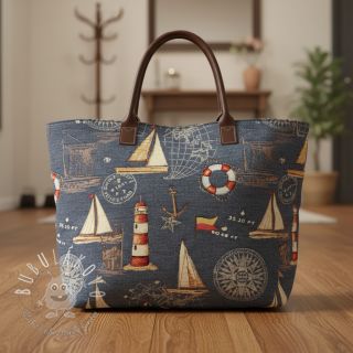 Dekoračná látka GOBELIN premium Coast Lighthouse Sea