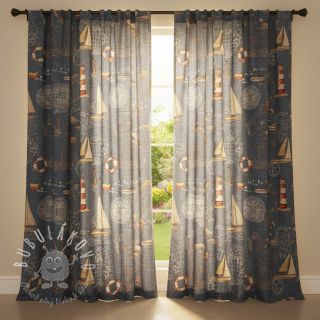 Dekoračná látka GOBELIN premium Coast Lighthouse Sea