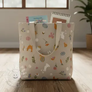 Dekoračná látka Linenlook premium Easter Doodle Icon