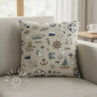 Dekoračná látka Linenlook premium Nautical Doodle