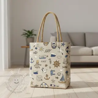 Dekoračná látka Linenlook premium Nautical Doodle