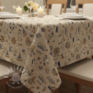 Dekoračná látka Linenlook premium Nautical Doodle