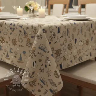 Dekoračná látka Linenlook premium Nautical Doodle