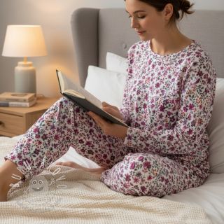 Úplet Flowers fuchsia digital print ORGANIC