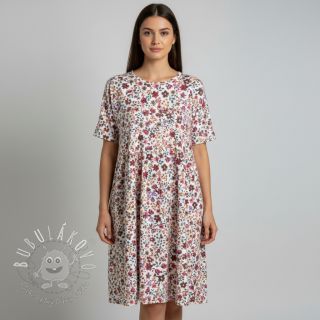 Úplet Flowers burgundy digital print ORGANIC