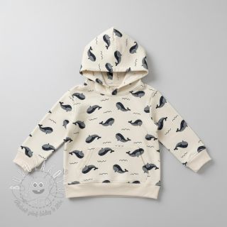 Teplákovina počesaná JOGGING Whales ecru