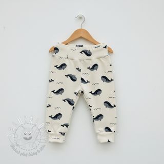 Teplákovina počesaná JOGGING Whales ecru