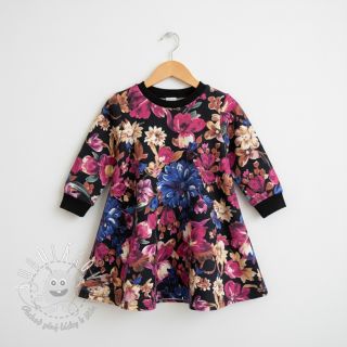 Teplákovina Flower Luna black digital print