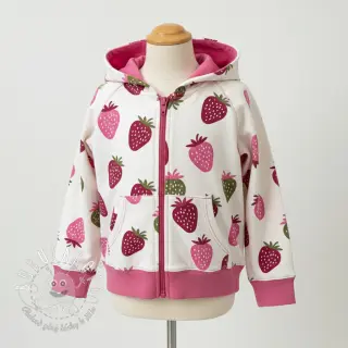 Teplákovina počesaná JOGGING Strawberries ecru