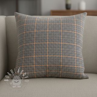 Bavlnená látka YARN DYED BRUSHED Check Mike ecru