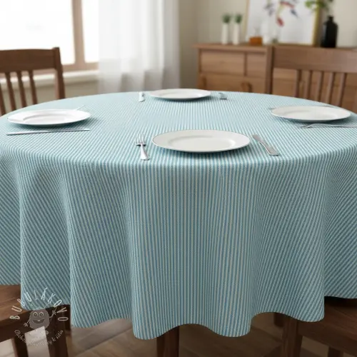 Dekoračná látka DOBBY Colored stripe turquoise