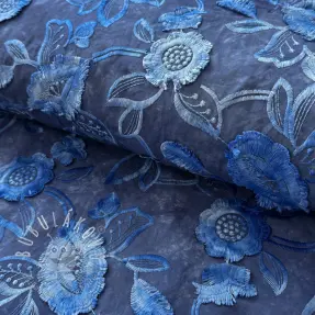 Bavlnená látka TIE DYE EMBROIDERY Flora design B