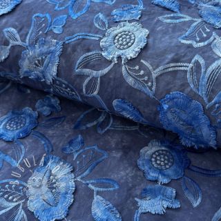 Bavlnená látka TIE DYE EMBROIDERY Flora design B