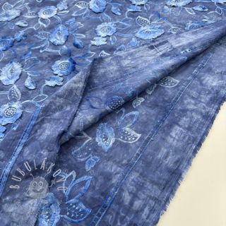 Bavlnená látka TIE DYE EMBROIDERY Flora design B