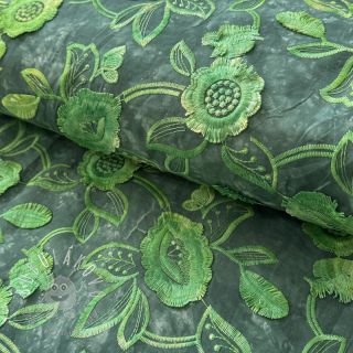 Bavlnená látka TIE DYE EMBROIDERY Flora design A