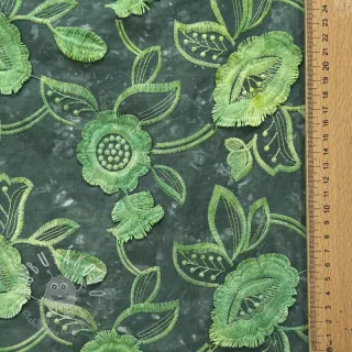 Bavlnená látka TIE DYE EMBROIDERY Flora design A
