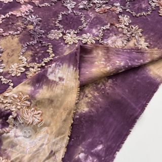 Bavlnená látka TIE DYE EMBROIDERY Eva tape design D