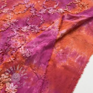 Bavlnená látka TIE DYE EMBROIDERY Eva tape design F