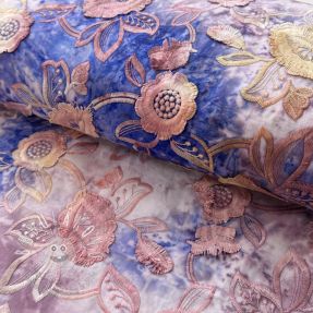 Bavlnená látka TIE DYE EMBROIDERY Flora design C