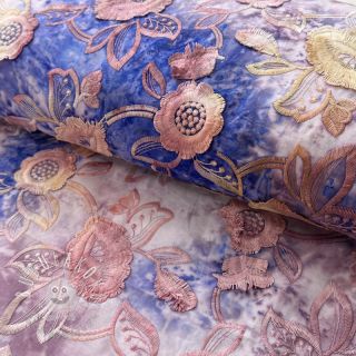 Bavlnená látka TIE DYE EMBROIDERY Flora design C