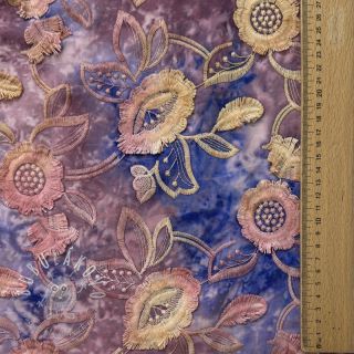 Bavlnená látka TIE DYE EMBROIDERY Flora design C