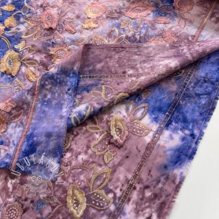 Bavlnená látka TIE DYE EMBROIDERY Flora design C