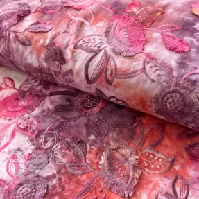 Bavlnená látka TIE DYE EMBROIDERY Flora design D