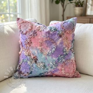 Bavlnená látka TIE DYE EMBROIDERY Eva tape design C