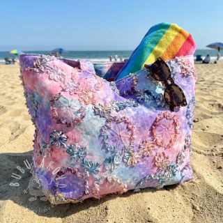 Bavlnená látka TIE DYE EMBROIDERY Eva tape design C