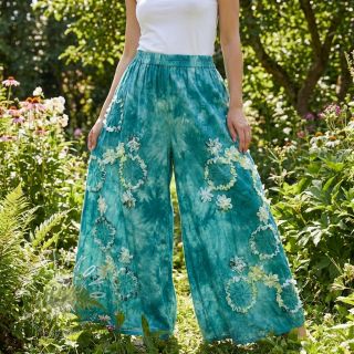 Bavlnená látka TIE DYE EMBROIDERY Eva tape design B