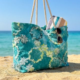 Bavlnená látka TIE DYE EMBROIDERY Eva tape design B