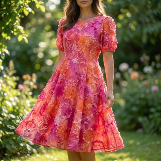 Bavlnená látka TIE DYE EMBROIDERY Eva tape design F