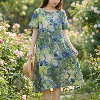 Bavlnená látka TIE DYE EMBROIDERY Eva tape design A