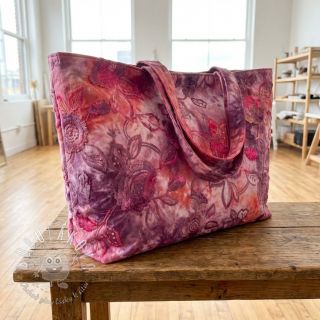 Bavlnená látka TIE DYE EMBROIDERY Flora design D