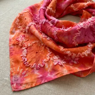 Bavlnená látka TIE DYE EMBROIDERY Eva tape design F